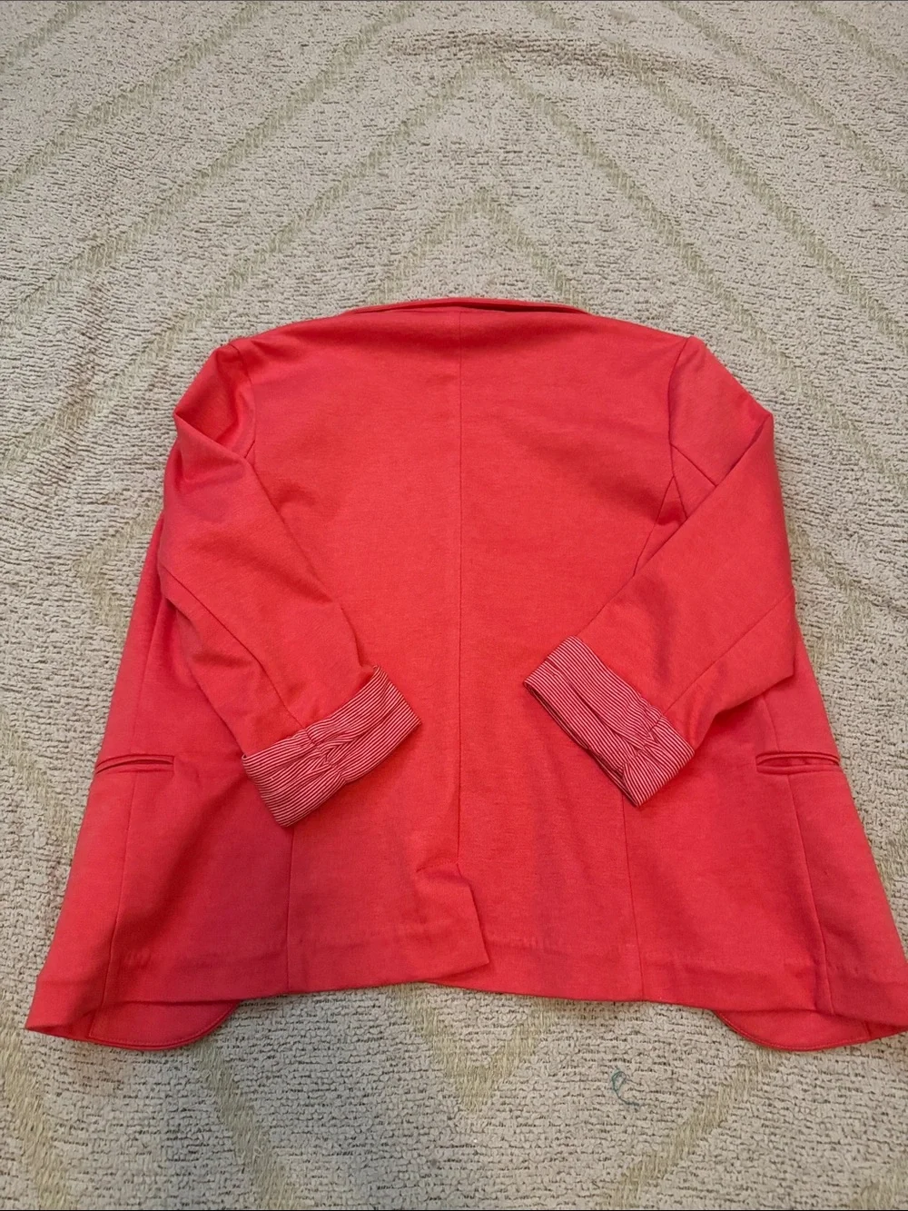 Skies Are Blue Coral Open Front Knit Blazer Ruched Sleeve Jacket Women’s Small - Picture 4 of 4